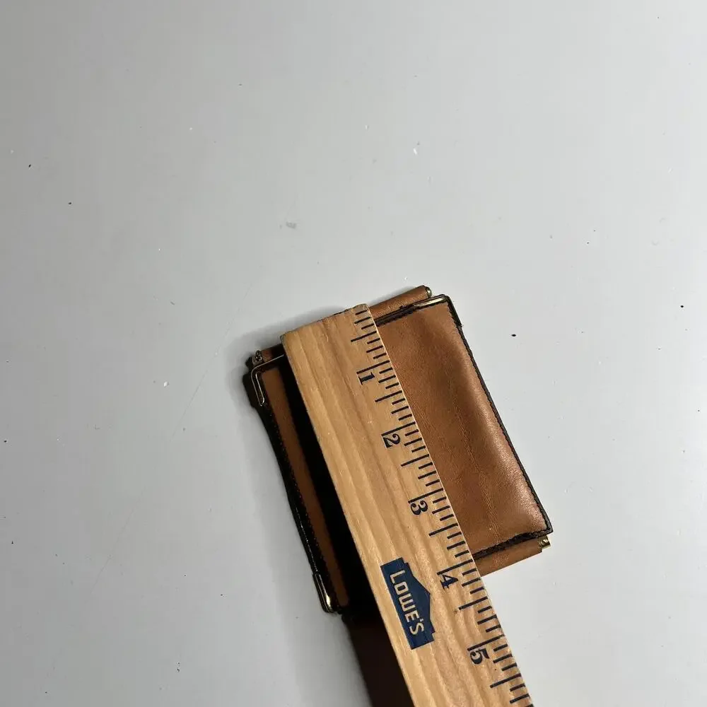 80s Leather‎ Money Clip Wallet Mens Small Brown Bifold Folding Minimalist Slim - Picture 5 of 5